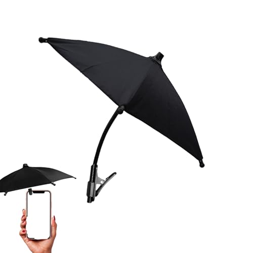 Leeneen Phone Umbrella-Anti-Glare Sun Shade Phone for Sun iPhone Clip On umbrella for Shade Protects from Sunlight and Glare Outdoor Activities Universal Fit for All Smartphones (black)