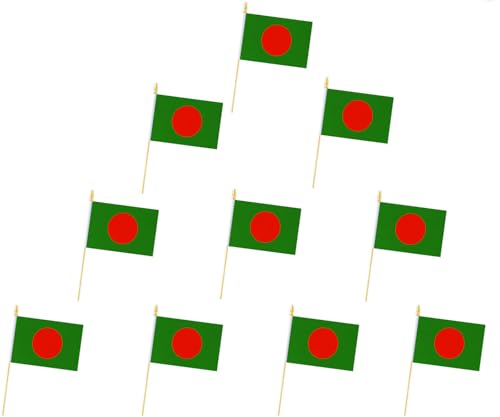 10 Pack Bangladesh Flags -BD Handheld Flag-Desktop Flag-5x8 In, Bengalese Mini Flag. Suitable For Party Decorations, Store Displays, Bar Decorations And National Day Parades.