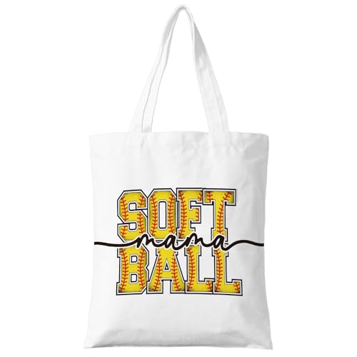 ZYQFN Softball Mama Tote Bag - Gift for Softball Moms & Fans - Reusable Game Day Canvas Bag - Sideline Essential for Practice Games & Travel. (146)
