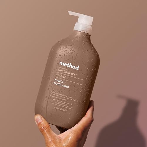 Image of Method Men Body Wash, Sandalwood and Vetiver, Paraben and Phthalate Free, Quick-Lathering Cleansers, Cruelty Free, 28 oz