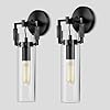 Black indoor wall sconces set of two 15 knurled brass cylinder sconces modern clear glass bathroom vanity light for living room bedrooms hallway fireplace staircases include bulb  urban country home decor