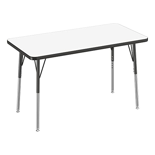 Image of Learniture Adjustable Height Dry-Erase Classroom Activity Table for School and Home, Rectangular Activity Table with Whiteboard Top, 24 inch D x 60 inch W x 30 inch H, White