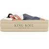 King Koil Luxury Air Mattress 20in Full Size Beige with Built-in Pump for Home, Camping & Guests-Inflatable Airbed Luxury Double High Adjustable Blow Up Mattress, Durable – Portable and Waterproof