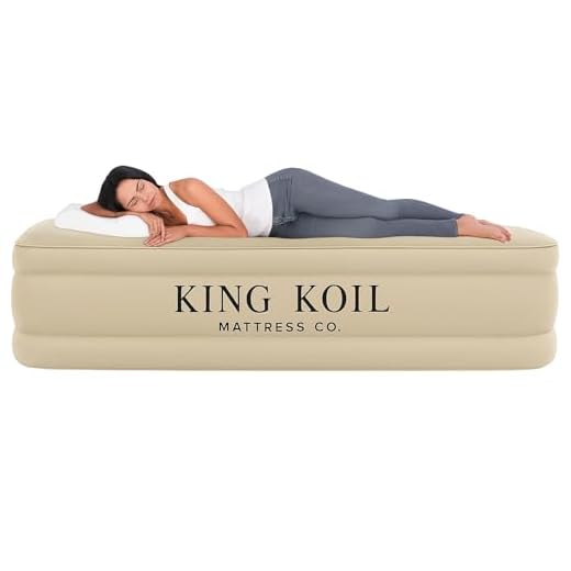 King Koil Twin Air Mattress with Built-in Pump - Double High Elevated Raised Airbed for Guests with Comfortable Top ONLY Bed with 1-Year Manufacturer Guarantee Included