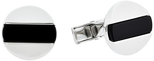 Mancuernillas para hombre Ike Behar rayas negras de ónix miniatura 1