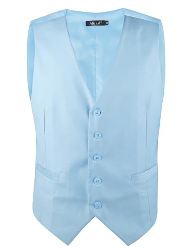 Image of Alizeal Mens Classic Solid Suit Vest Regular Fit Tuxedo Waistcoat