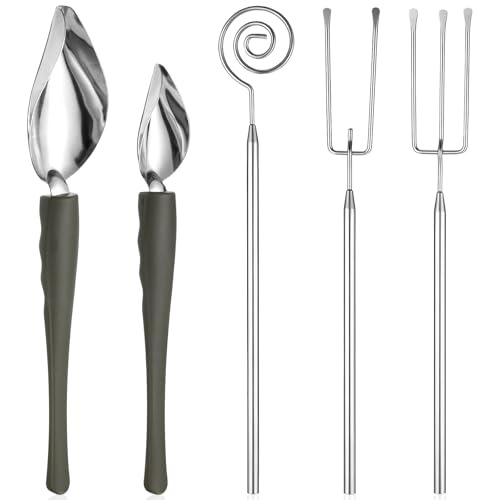 5 Stück Pralinengabel Mit Bleistiftlöffel Edelstahl Schokoladen Tauchwerkzeug Set Pralinen Tauchgabel Besteck Gabel Mit Gitter Schokolade Löffel Für Handgemachte Trüffe Kuchen Und Latte Art