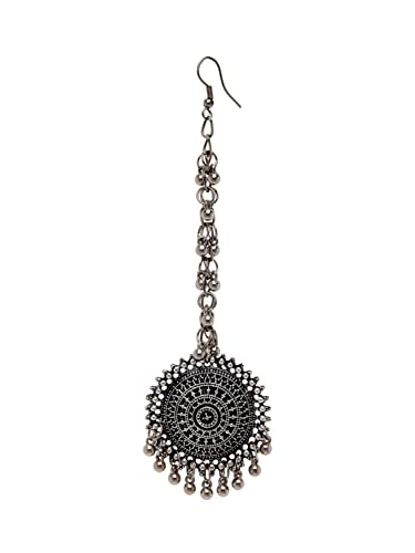 Shining Diva Fashion Latest Stylish Oxidised Maang Tikka Bahubali Jhumka Earrings for Women and Girls (12395er) - Image 5