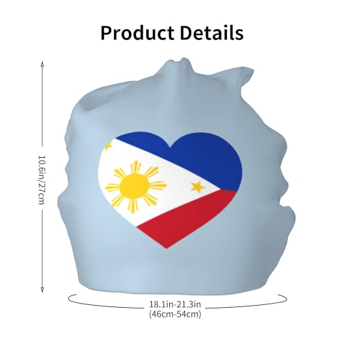 Love Philippines National Flag Children Hip Hop Knitted Hat Kids Elastic Leisure Knit Cap Warm Sleep Beanies Black2