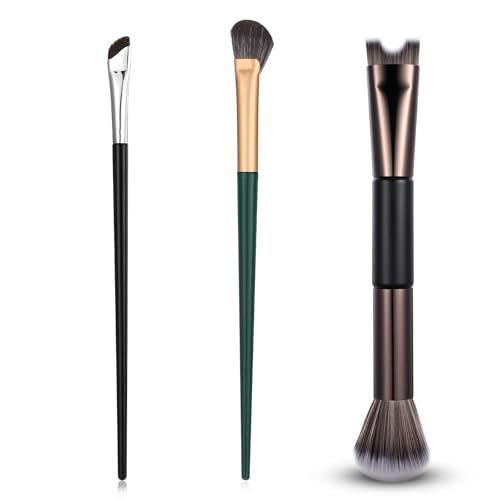 3 Pcs Sculpting Dual-End Contour Nose Brush 2-in-1Nose Contour Brush Angled Blush Brushes Angled Makeup Brushes for Sculpting and Defining