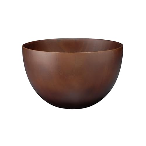 ボウル 大きい スープボウル 木製 御洒落 お椀 食洗機対応 子供 汁椀 11cm (ラウンド型ダークブラウン)