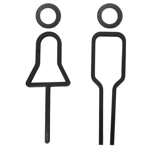 Hommes Femmes Toilettes Signe WC Autocollants Salle de Bains Porte WC en Acrylique Noir, Symboles Élégants pour Salles de Bain, Adaptés aux Hôtels,...