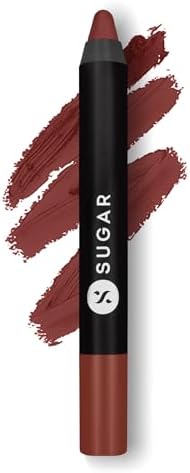 SUGAR Cosmetics Matte as Hell Crayon Lipsticks for Women Lasts Up To 8+ Hours Lip Crayon with Sharpener - 2.8 g (Pack of 1) 17 BRANDY HARRINGTON