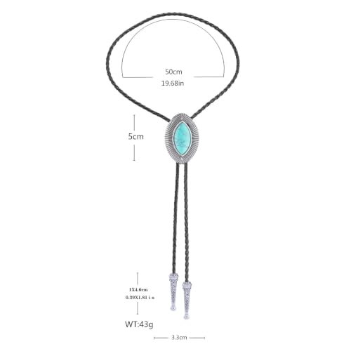 Image of Turquoise Bolo Tie for Men, Leather Braided Necktie Western Cowboy Bola Tie Costume Accessories for Men Women