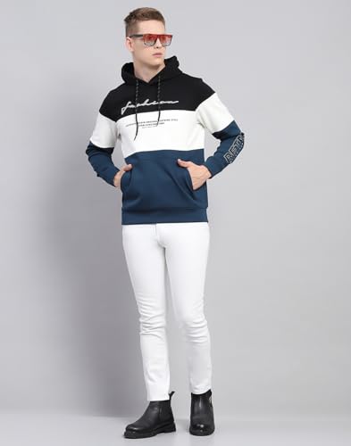 Image of Monte Carlo Printed Black Hooded Neck Full Sleeve Sweatshirt for Mens