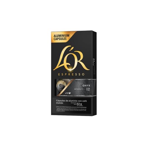 L'Or Cápsulas de Café Espresso Onyx | Intensidad 12 | Cápsulas de aluminio compatibles con las cafeteras Nespresso ®* Original | 10 cápsulas LOr