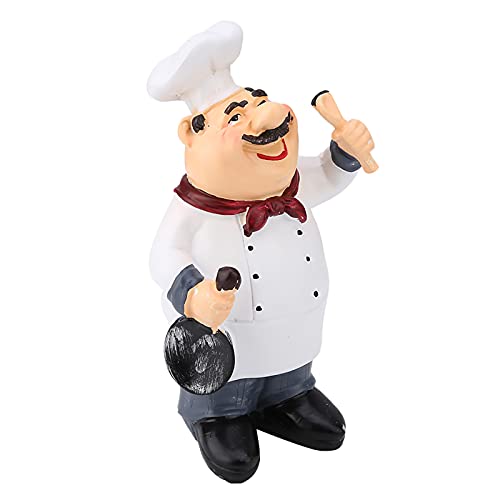 FTVOGUE Figuras de Chef American Vintage Country Happy Chef Resina Estatuilla Home Restaurant Cafe Mesa Decoración Regalos Coleccionables (71110-04 Chef Holding Spoon)