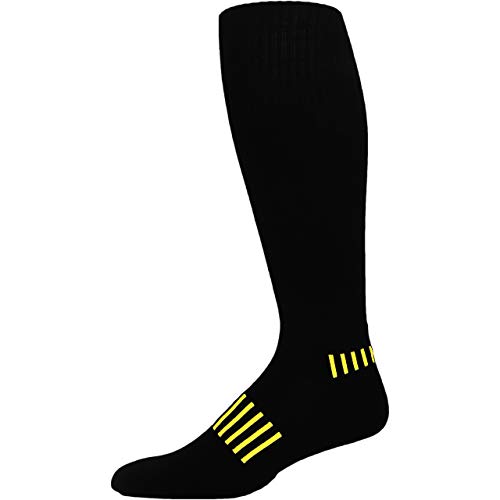 3-Pack Black with Yellow Standard Athletic Knee-High Soccer Socks4