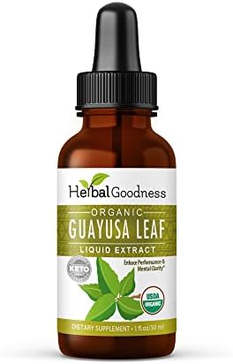 Guayusa Leaf Extract Brain Focus - Natural Caffeine Stamina Drink Energy Supplement, Coffee Alternative, Stress Relief - Organic Kosher 1oz Bottle - Herbal Goodness