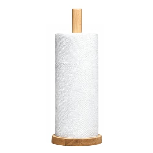 Premier Housewares - Portarrollos de Cocina ecológico de Madera de Caucho, Base Resistente, antifúngico, para Cocina, Inodoro, hogar, Color marrón