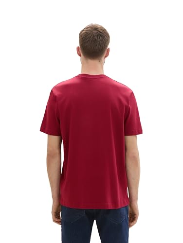TOM TAILOR Herren T-Shirt mit Logo-Print aus Baumwolle, Deep Red, S – Ansicht 3