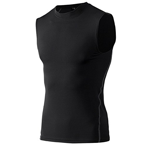 Panegy Compression Muscle Tank Sleeveless Slimming Shirt Gym Shirts for Men Cycling Baselayer Underlayer Body Bulding Tank Black Tag L/US S