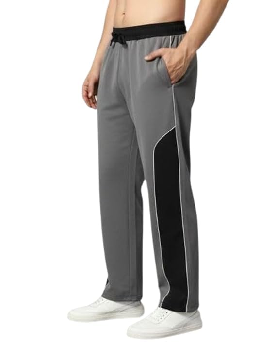 Berrylush Men's Urban Relaxed Fit Trousers - Stylish Contrast Panel Sweatpants for Casual Wear & Lounging, Lightweight Comfort Track Pants in neutral