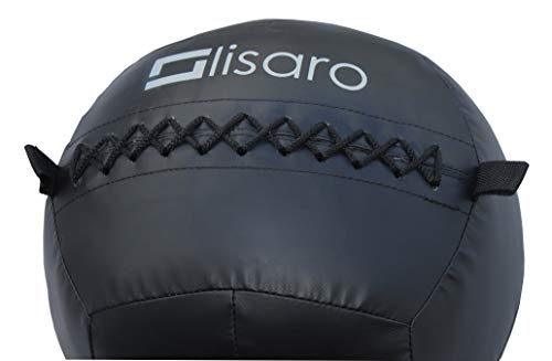 Foto von Lisaro Premium Fitness Ball | Medizinball für Ausdertraining & Funktionelles Krafttraining - Gewichtball Gymnastikball Wallball, schwarz. (10kg)