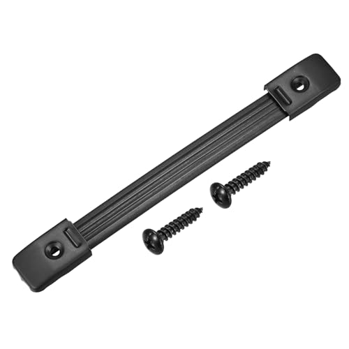 uxcell Speaker Handle Pull Cabinet Grasp Strap Style Spring Steel Insert Handle with Metal End Caps Buckle with Screw Black 4 Pcs