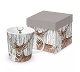 Kaffeebecher Hirsch mit Geschenkbox, Tasse ca. 350 ml Tiere Tier Waldtieren, Winter