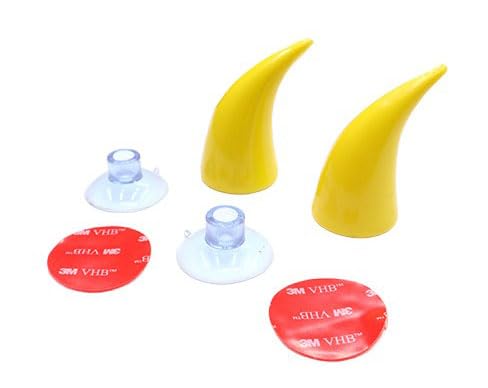 Helmet Horns with Suction Rubber |Universal Helmet Devil Horns for All Bikes | Headwear Decor Accessories for Riding (Yellow)
