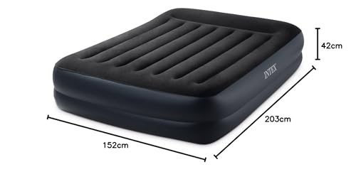 Foto von Intex Erwachsene Queen Pillow Rest Raised Airbed W/Fiber-Tech Bip, Top: Black/Bottom: Blue, 152 x 203 x 42 cm, 64124