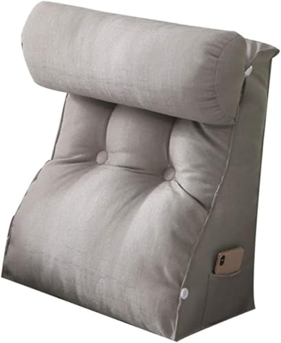 Giawkca ベッドウェッジ 三角枕クッションテレビ枕 腰クッション背もたれ, 取り外し可能で洗える 妊娠中の女性、高齢者 腰椎サポートピロー ソファーラウンジャーに最適,45*55*30cm (グレー)