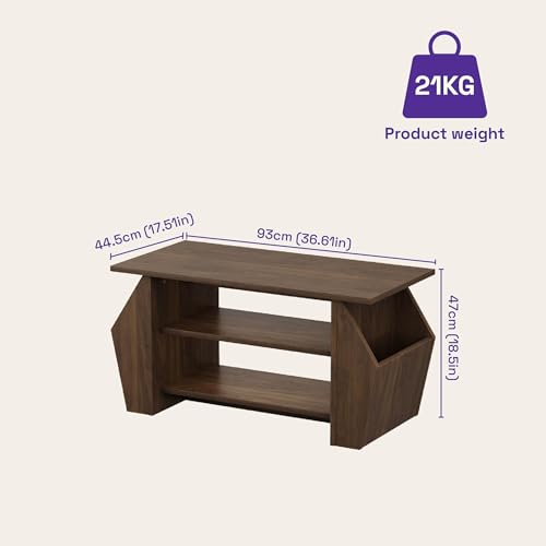 Image of Wakefit Center Table | 1 Yr Warranty | Coffee Table for Living Room Wooden, Tea Table for Living Room Wooden, Sofa Table, Free Installation from Brand, Modern Multi-Functional & Wobble-Free(Clyra)
