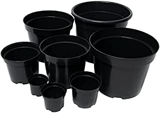 UK GROW Black round Plastic Plant Pot Flower Pots 1 2 3 .5 10 15 25 30 Litre Various pack sizes 1-100 (1, 5l)