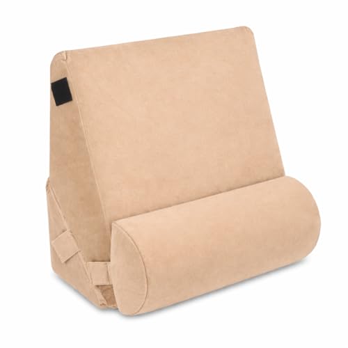 Image of Adjustable Memory Foam Wedge Pillow with Head Rest, Multi-Purpose Back & Leg Support Cushion for Bed & Sofa, Soft Removable Washable Cover, Durable Design - 56 x 53 x 38 CM (Beige)