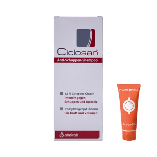 Ciclosan Anti-Schuppen Shampoo 100 ml I Pflege bei Schuppenbildung I Kopfhautpflege Shampoo I mit Ciclopirox-Olamin I für die regelmäßige Haarpflege I Kopfhaut & Haar I mit Pharma Perle Duschgel (1x)