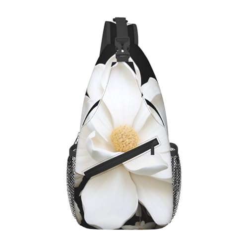 Mochila Sling Cruzada con Estampado Floral Negra