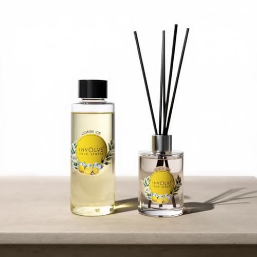 Image of Involve Lemon Ice Reed Diffuser Refill with Free 10 Reed Sticks - 120 ml | Long-Lasting Home Aroma Diffuser for Living Room, Bedroom & Gifting | Home Decor | Home Fragrance | Diffuser for Home