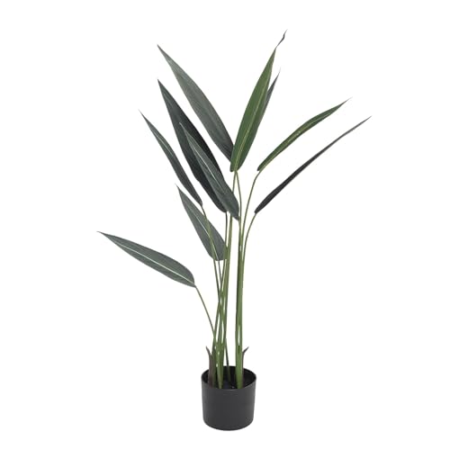 Image of 4ft Artificial Bird of Paradise Plant, Faux Banana Tree with 9 Trunks, 120cm Artificial Plants with Pot for Home Decor, Silk Floor Fake Indoor Plant Perfect for Living Room Office Bedroom