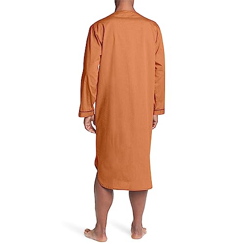 FZYLQY Men's Comfy Nightshirt Long Sleeve Henley Neck Button Long Sleepwear Soft Nightgown for Sleeping Loose Sleep Shirt3