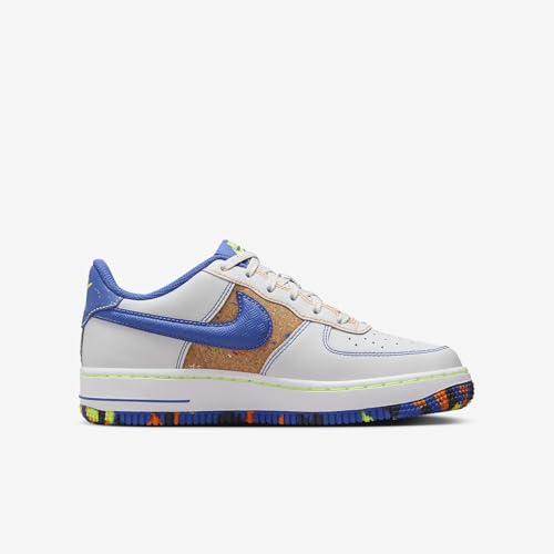 Nike Air Force 1 LV8 Big Kids' Shoes (HJ9231-025, Photon Dust/Volt/Total Orange/Astronomy Blue) Size 6.53
