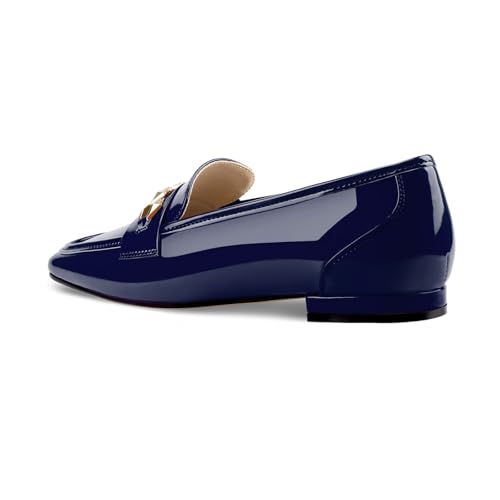 Image of Oh Mispares Womens Loafers Square Toe Low Heel Penny Loafers Fashion Comfortable Slip on Flats Casual Dressy Shoes for Women Work Office Patent Leather