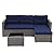 i-VTIES Patio Furniture Set, 3 Pieces Patio Wicker Conversation Sofa Set, Outdoor/Indoor Wicker Rattan Sofa with Cushion, Pillows and Glass Table(Blue)