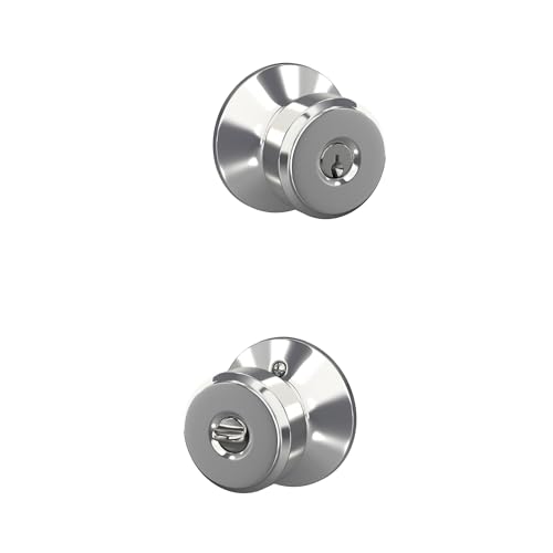 Image of SCHLAGE F51A BWE 625 Bowery Knob Keyed Entry Lock, Bright Chrome