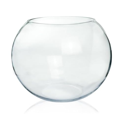 Image of ecofynd Glass Terrarium Bowl, Fish Bowl, Crystal Clear Aquarium Bowl for Fish, Round Bubble Vase for Events, Decorating, Xmas Home Decor, or Office Decor (Pack of 1, 6inch, GB001)