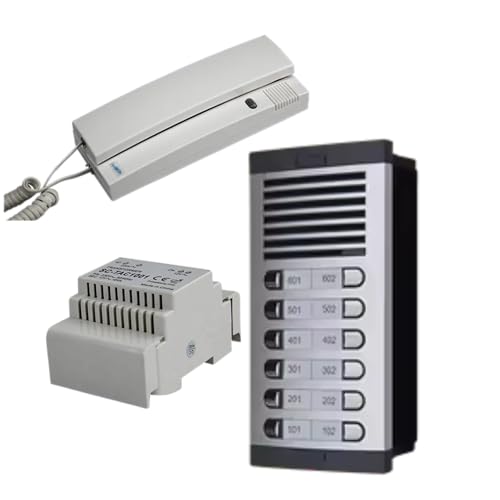 Portero Automático con Sistema de analogico 4+n, para comunidades Completo :Placa Calle,telefonillos Caja de empotrar y Fuente de alimentacion. gran calidad de fabricacion (12 viviendas)