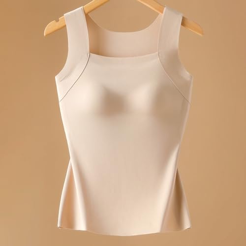 Tank Tops with Built in Bras for Older Women Plus Size Camisole Beige XL - image 2