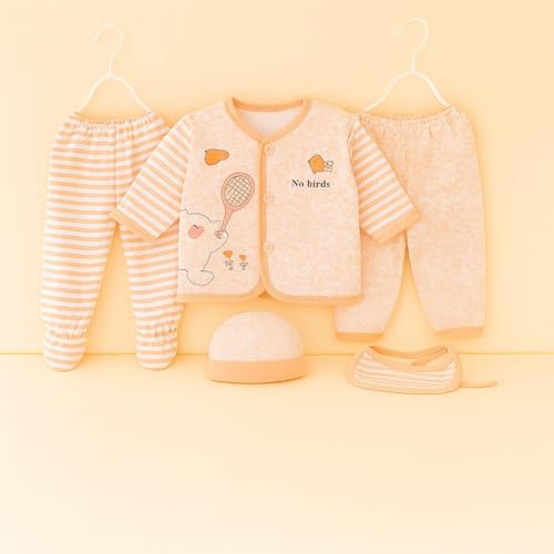 Image of New Born Baby Winter Wear Keep Warm Baby Clothes 5Pcs Sets Cotton Baby Boys Girls Unisex Baby Fleece /Falalen or Flannel Suit Infant New Born Night Suits