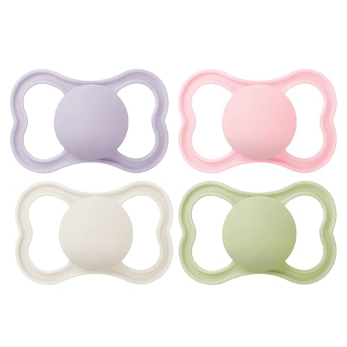 Image of MAM Air Matte Pacifiers, for Sensitive Skin, 6+ Months, Best Pacifier for Breastfed Babies, Girl Pacifiers, 6-16 Months, 4 Count (Pack of 1)